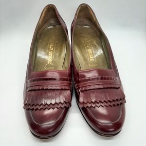 Bally Suisse Vasano Fiesta Leather Fringe Apron Loafer Shoe